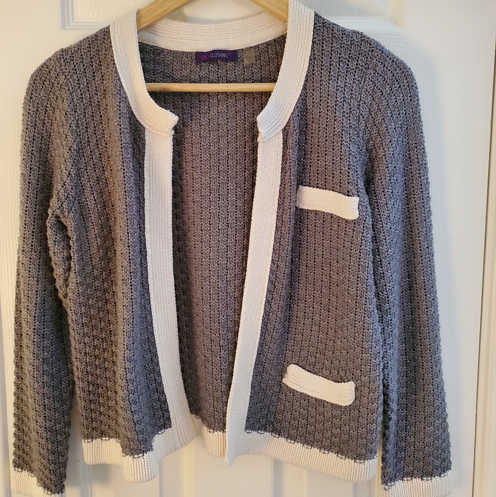 Dex grey and white cardigan sweater